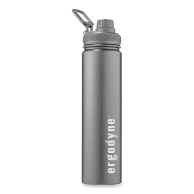 ergodyne Chill-Its 5152 Insulated Stainless Steel Water Bottle, 25 oz, Metal, Black (13167)