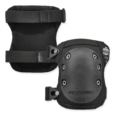 ergodyne ProFlex 335 Slip-Resistant Rubber Cap Knee Pads, Buckle Closure, One Size Fits Most, Black Cap, Pair (18335)
