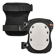 ergodyne ProFlex 315 Abrasion-Resistant Knee Pads, Long Textured White Hard Cap, Buckle Closure, Pair (18315)