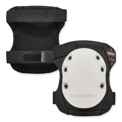 ergodyne ProFlex 315HL Abrasion-Resistant Knee Pad, Long Textured White Hard Cap, Hook and Loop Closure, Pair (18316)