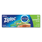 Ziploc Sandwich Seal Top Bags, XL Sandwich, 8" x 7", Clear, 30/Box (315880)