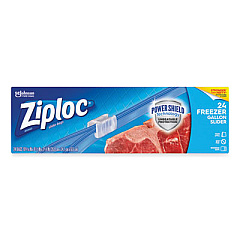 Ziploc Slider Freezer Bags, 1 gal, 9.5" x 2.63" x 10.56", Clear, 24/Box (316485)