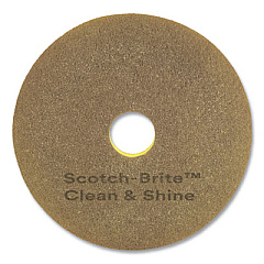 Scotch-Brite Clean and Shine Pad, 16" Diameter, Brown/Yellow, 5/Carton (09545)