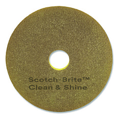 Scotch-Brite Clean and Shine Pad, 12" Diameter, Brown/Yellow, 5/Carton (09550)