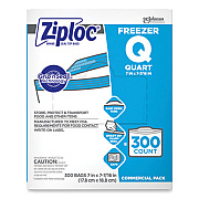 Ziploc Zipper Freezer Bags, 32 oz, 7" x 7.75", Clear, 300/Carton (364957)