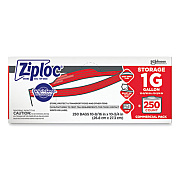 Ziploc Double Zipper Storage Bags, Triple System Seal, Gallon, 10.56" x 10.75", Clear, 250/Box (364948)