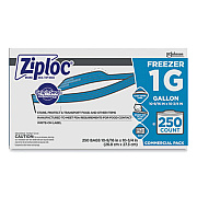 Ziploc Zipper Freezer Bags, 1 gal, 10.56" x 10.75", Clear, 250/Carton (364937)