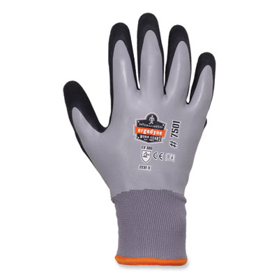 ergodyne ProFlex 7501-CASE Coated Waterproof Winter Gloves, EN388: 2131X, 11" Long, X-Large, Gray, 144 Pairs/Carton (17935)