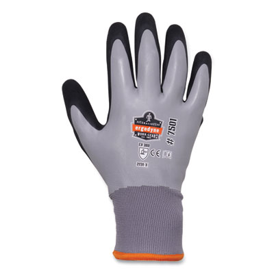 ergodyne ProFlex 7501-CASE Coated Waterproof Winter Gloves, EN388: 2131X, 10" Long, Small, Gray, 144 Pairs/Carton (17932)