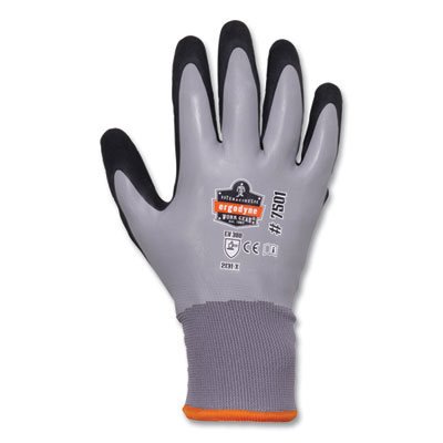 ergodyne ProFlex 7501-CASE Coated Waterproof Winter Gloves, EN388: 2131X, 10" Long, Medium, Gray, 144 Pairs/Carton (17933)