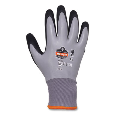 ergodyne ProFlex 7501-CASE Coated Waterproof Winter Gloves, EN388: 2131X, 11" Long, XX-Large, Gray, 144 Pairs/Carton (17936)