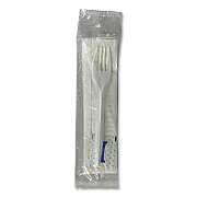 Boardwalk Three-Piece Utensil Set, Fork/Napkin/Salt, Plastic, White, 500/Carton (3KITMW)