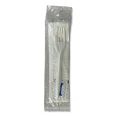 Boardwalk Three-Piece Utensil Set, Fork/Napkin/Salt, Plastic, White, 500/Carton (3KITMW)
