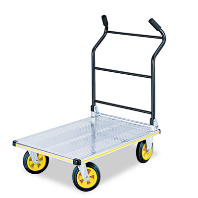 Safco Stow-Away Platform Truck, 1,000 lb Capacity, 24 x 39 x 40, Aluminum/Black (4053NC)