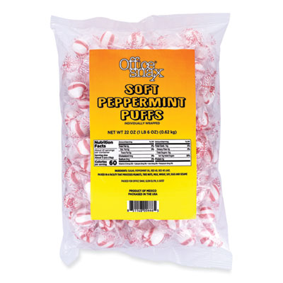 Office Snax Candy Assortments, Soft Peppermint Puffs, 22 oz Bag (00666)