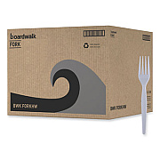 Boardwalk Heavyweight Polystyrene Cutlery, Fork, Plastic, White, 1,000/Carton (FORKHW)