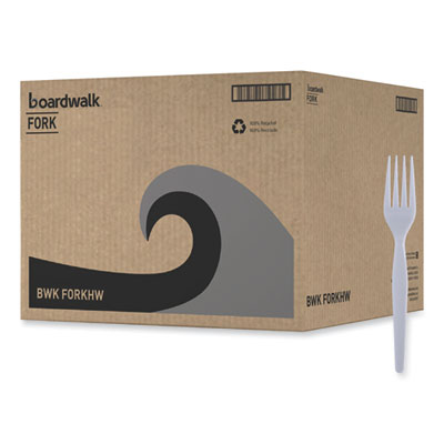 Boardwalk Heavyweight Polystyrene Cutlery, Fork, Plastic, White, 1,000/Carton (FORKHW)