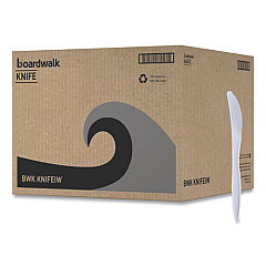 Mediumweight Wrapped Polypropylene Cutlery, Knife, Plastic, White, 1,000/Carton