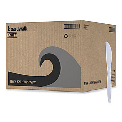Boardwalk Heavyweight Wrapped Polypropylene Cutlery, Knife, Plastic, White, 1,000/Carton (KNIHWPPWIW)