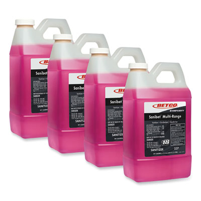 Betco Symplicity Sanibet Multi-Range FastDraw Sanitizer Disinfectant Deodorizer, 2 L Bottle, 4/Carton (2374700)