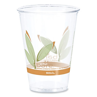 Dart Bare Eco-Forward RPET Cold Cups, ProPlanet Seal, 10 oz, Plastic, Leaf Design, 1,000/Carton (RTP10DBARE)
