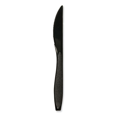 SOLO Impress Heavyweight Full-Length Polystyrene Cutlery, Knife, Plastic, Black, 1,000/Carton (HSKK)