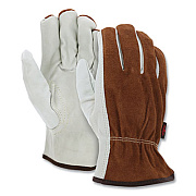 MCR Safety Dual Leather Industrial Gloves, Gunn Cut, Keystone Thumb, X-Large, Cream/Brown, 12 Pairs (3205XL)