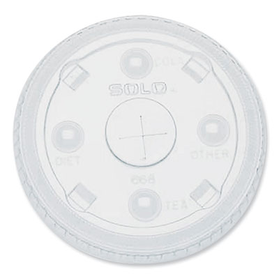 SOLO PETE Plastic Flat Straw-Slot Cold Cup Lids, Fits 12 oz to 24 oz Cold Cups, Plastic, Clear, 1,000/Carton (668NS)