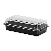 SOLO Creative Carryouts BoxLine Black Base/Clear Lid Hinged Containers, 3.9 x 6 x 1.8, Plastic, 500/Carton (850618PS94)