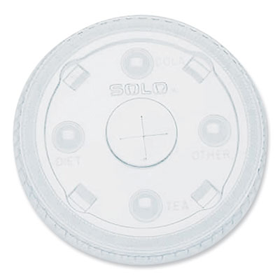 SOLO PETE Flat Straw-Slot Cold Cup Lids, Fits 28 oz to 32 oz Cold Cups, Plastic, Clear, 600/Carton (635NS)
