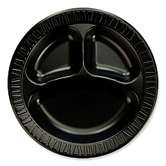 Dart Quiet Class Laminated Foam Dinnerware, Plate, 10.25" dia, Black, 125/Pack, 4 Packs/Carton (10CPBQ)