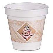 Dart ThermoGlaze Insulated Foam Cups Stock Prints, 4 oz, White/Beige/Red, 1,000/Carton (4J4G)