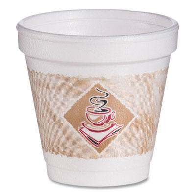 Dart ThermoGlaze Insulated Foam Cups Stock Prints, 4 oz, White/Beige/Red, 1,000/Carton (4J4G)