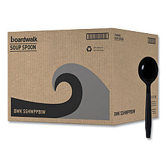 Boardwalk Heavyweight Wrapped Polypropylene Cutlery, Soup Spoon, Plastic, Black, 1,000/Carton (SSHWPPBIW)
