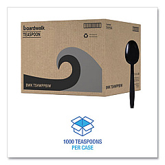 Boardwalk Heavyweight Wrapped Polypropylene Cutlery, Spoon, Plastic, Black, 1,000/Carton (TSHWPPBIW)