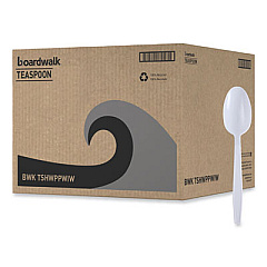 Boardwalk Heavyweight Wrapped Polypropylene Cutlery, Spoon, Plastic, White, 1,000/Carton (TSHWPPWIW)