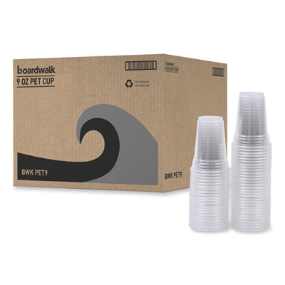 Boardwalk Plastic PET Cups, 9 oz, Clear, 50/Sleeve, 20 Sleeves/Carton (PET9)