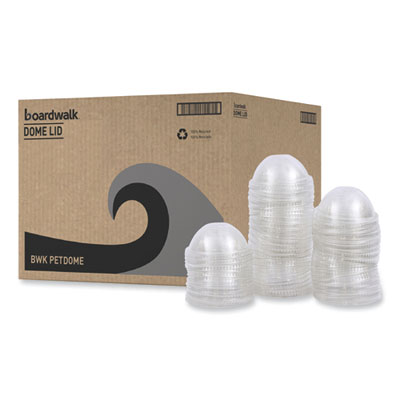Boardwalk PET Cold Cup Dome Lids, Fits 14 oz to 24 oz Cold Cups, Plastic, Clear, 100/Sleeve, 10 Sleeves/Carton (PETDOME)