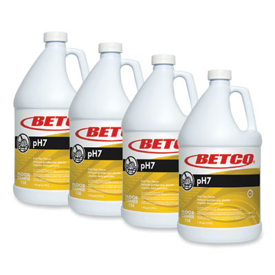 Betco pH7 Floor Cleaner, Lemon Scent, 1 gal Bottle, 4/Carton (1380400)