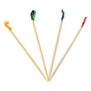 AmerCareRoyal Cellophane-Frill Wood Picks, 4", Bamboo, Assorted Colors, 10,000/Carton (R812B)