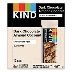 KIND Fruit and Nut Bars, Dark Chocolate Almond and Coconut, 1.4 oz Bar, 12/Box (19987)