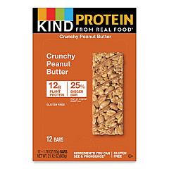 KIND Protein Bars, Crunchy Peanut Butter, 1.76 oz, 12/Pack (26026)