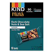 KIND Minis, Dark Chocolate Nuts/Sea Salt, 0.7 oz, 10/Pack (27959)