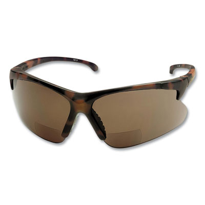 KleenGuard V60 30-06 Readers Safety Sunglasses, 2.0+ Diopter, Tortoise Half Frame, Smoke Dual Lens, 6/Box (19874)