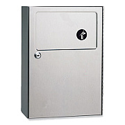 Bobrick ClassicSeries Surface-Mounted Sanitary Napkin Disposal, 0.5 gal, Stainless Steel (254)