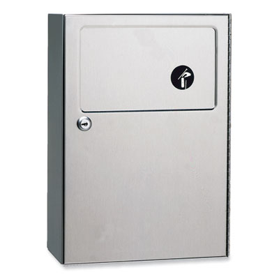 Bobrick ClassicSeries Surface-Mounted Sanitary Napkin Disposal, 0.5 gal, Stainless Steel (254)