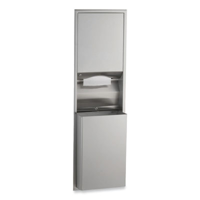Bobrick ClassicSeries Recessed Convertible Paper Towel Dispenser/Waste Receptacle, 15.19 x 7.09 x 56, Satin Stainless Steel (3944)