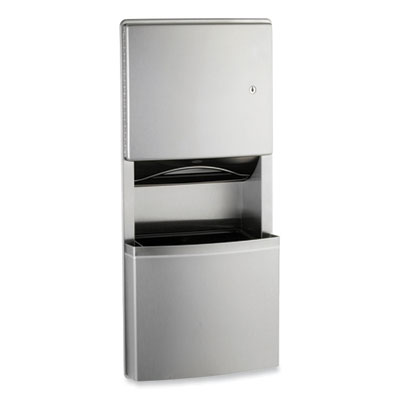 Bobrick ConturaSeries Recessed Paper Towel Dispenser/Waste Receptacle with TowelMate/LinerMate, 12.75x5.51x28, Satin Stainless Steel (4369)