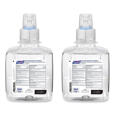 PURELL Advanced Hand Sanitizer Green Certified Foam Refill, For CS6 Dispensers, 1,200 mL, Fragrance-Free, 2/Carton (655102CT)