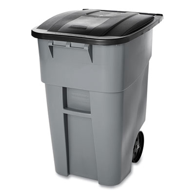 Rubbermaid Commercial Rollout Container, 50 gal, Molded Plastic, Gray (9W27GY)